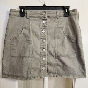 Altar’d State Taupe Button-Front Utility Mini Skirt Size L S26030-04